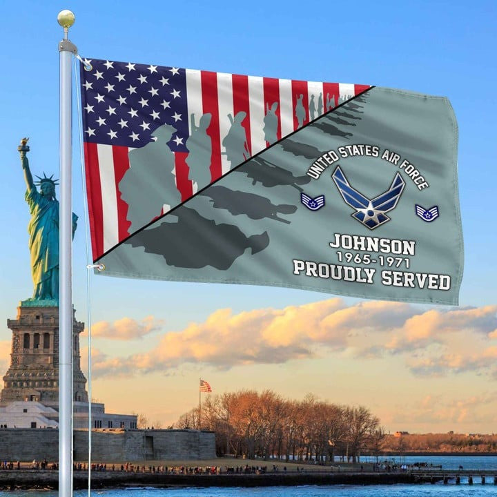 USAF Grommet Custom Flag Gifts for Air Force Veteran Dad Husband Armed Forces Day Veterans Day - Liberish
