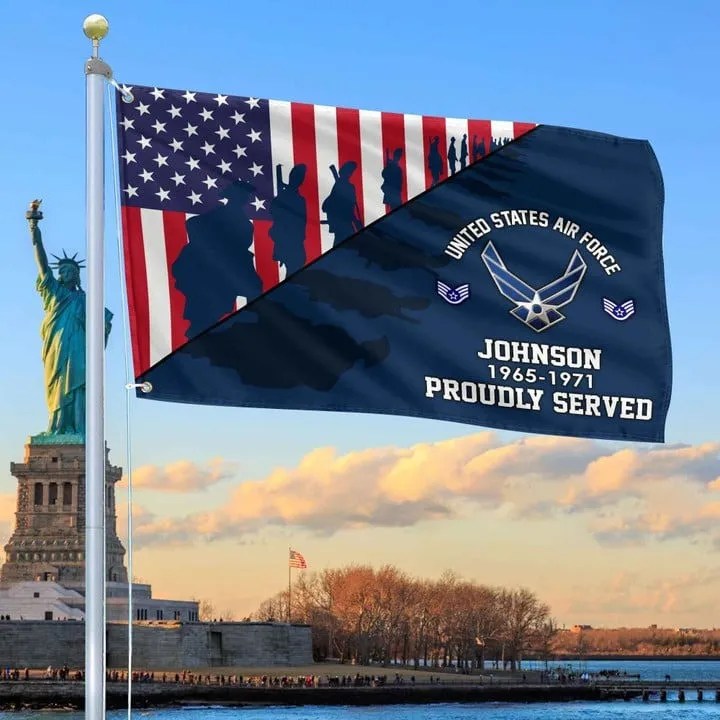 USAF Grommet Custom Flag Gifts for Air Force Veteran Dad Husband Armed Forces Military Veterans Day - Liberish