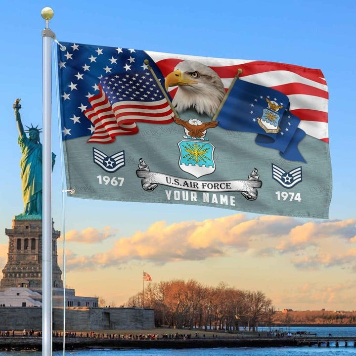 USAF Grommet Custom Flag Gifts for Air Force Veteran Father Armed Forces Day Veterans Day - Liberish