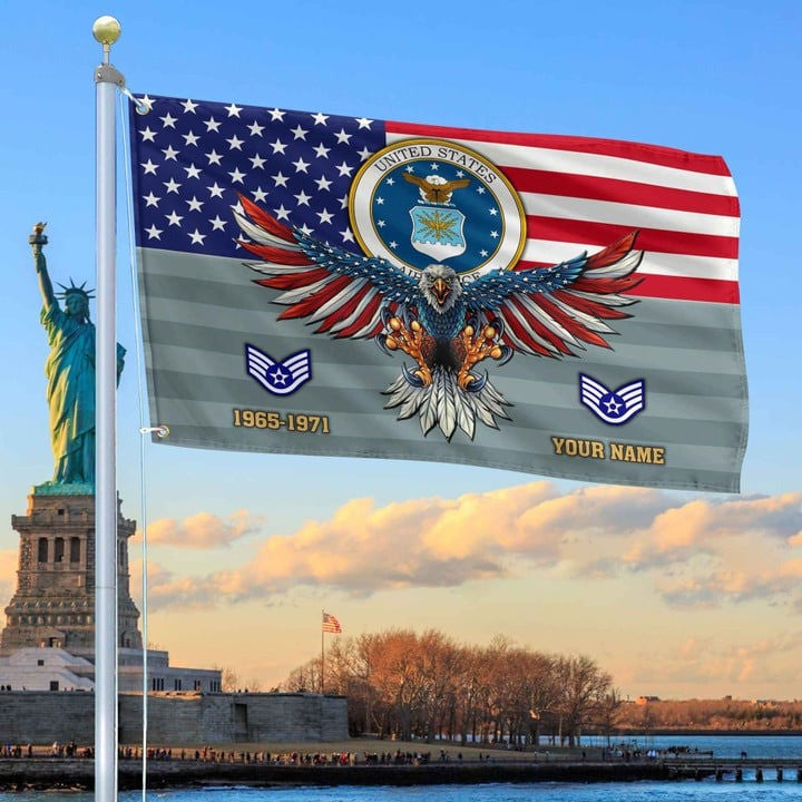USAF Grommet Customs Flag 4 Gift for Air Force Veteran Dad Husband Armed Forces Day Veterans Day - Liberish