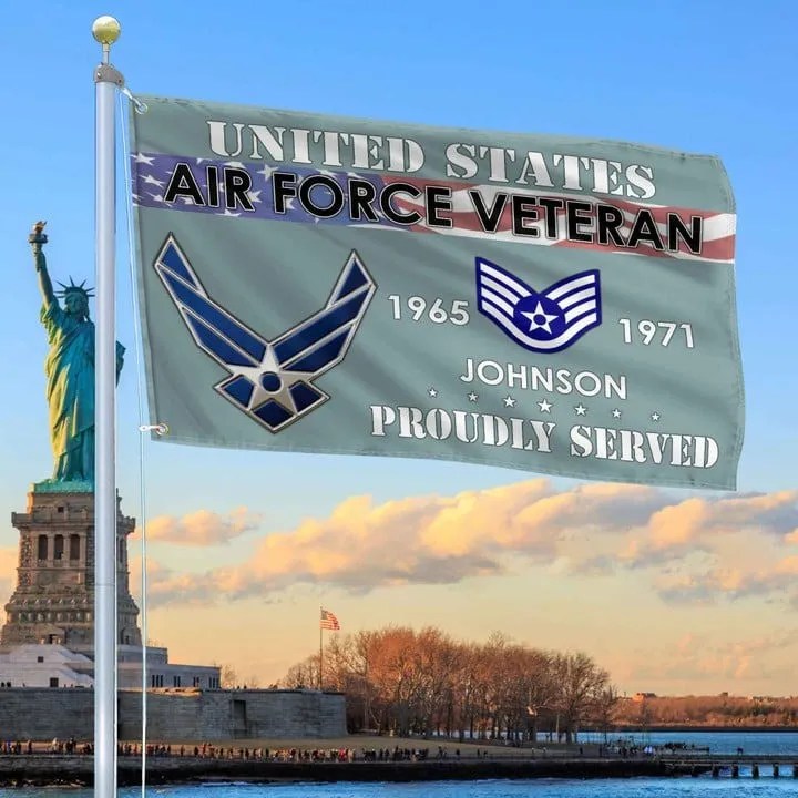 USAF Grommet Flag 2 Custom Gift for Air Force Veteran Armed Forces Day Veterans Day - Liberish