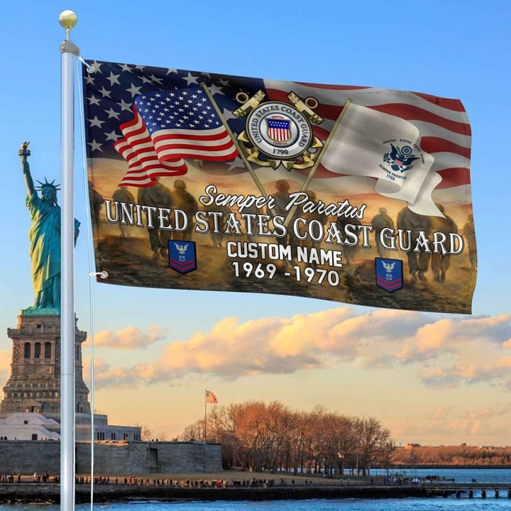 USCG Custom Grommet Flag Gifts for Coast Guard Veteran Dad and Husband for Veterans Day - Liberish