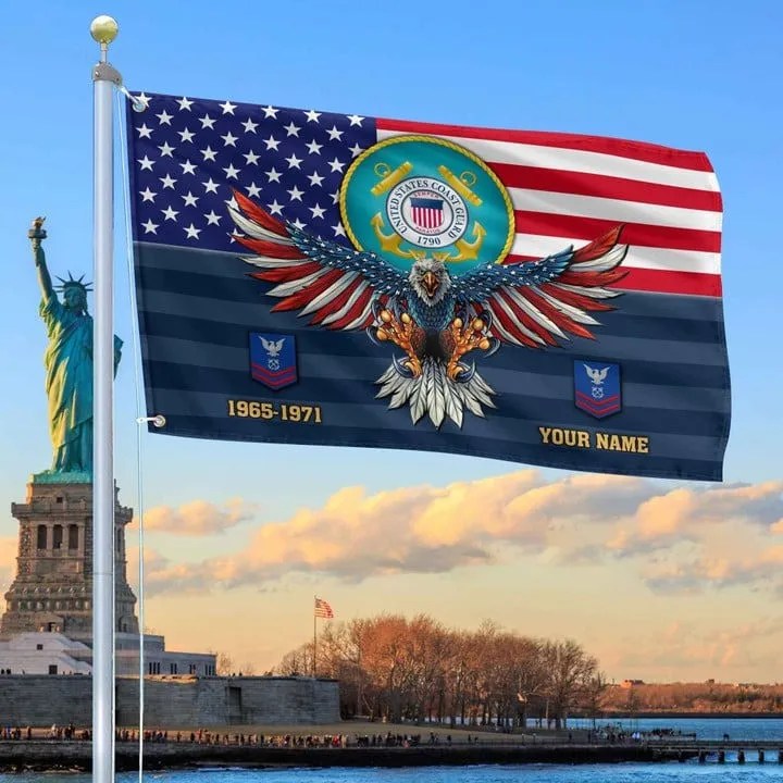 USCG Grommet Custom Flag Gift for Coast Guard Veteran Dad and Husband Armed Forces Day Veterans Day - Liberish