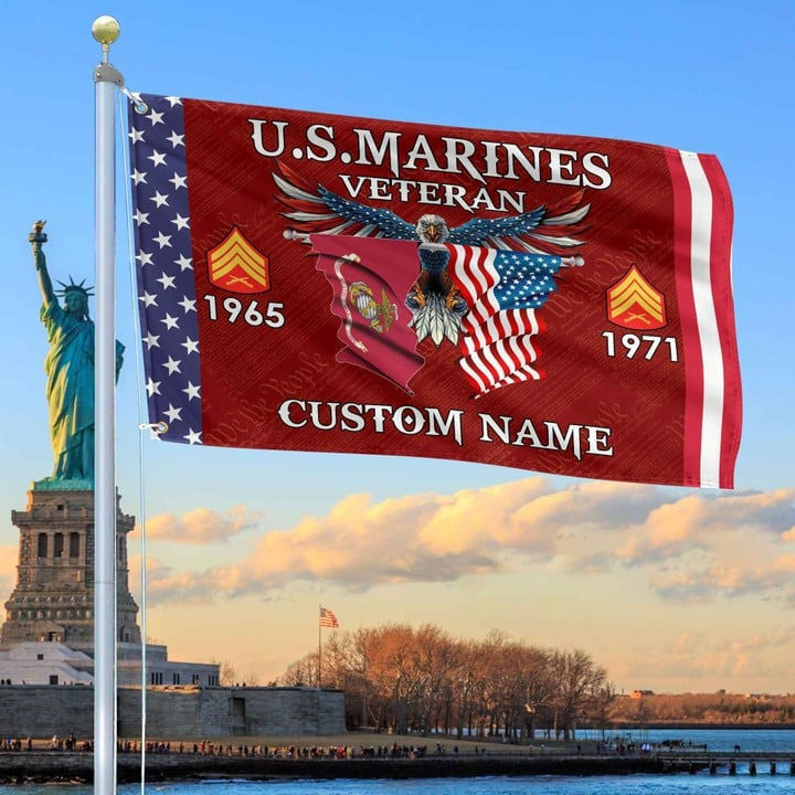 USMC Custom Grommet Flag 2 Gifts for Marine Veteran for Armed Forces Day and Veterans Day - Liberish