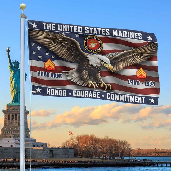 USMC Custom Grommet Flag Best Marine Veteran Gift for Dad Armed Forces Day Veterans Day - Liberish
