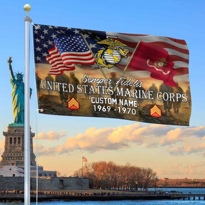 USMC Custom Grommet Flag Gift for Marine Veteran Dad or Husband for Veterans Day - Liberish