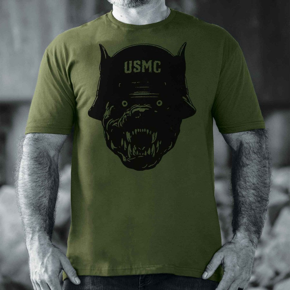 USMC Devil Dog Helmet T-Shirt Marines Clothing Gifts For Patriots - Liberish