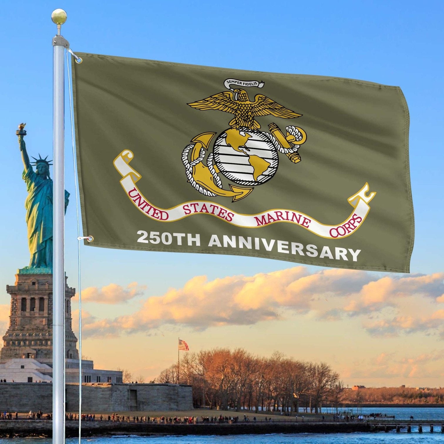 USMC Flag 250th Anniversary Marine Corps Flag Patriotic Gift For Father - Liberish