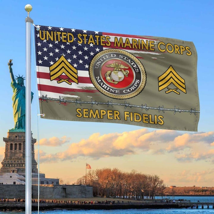 USMC Grommet Flag Custom Gifts for Marine Veteran Dad and Husband for Veterans Day - Liberish