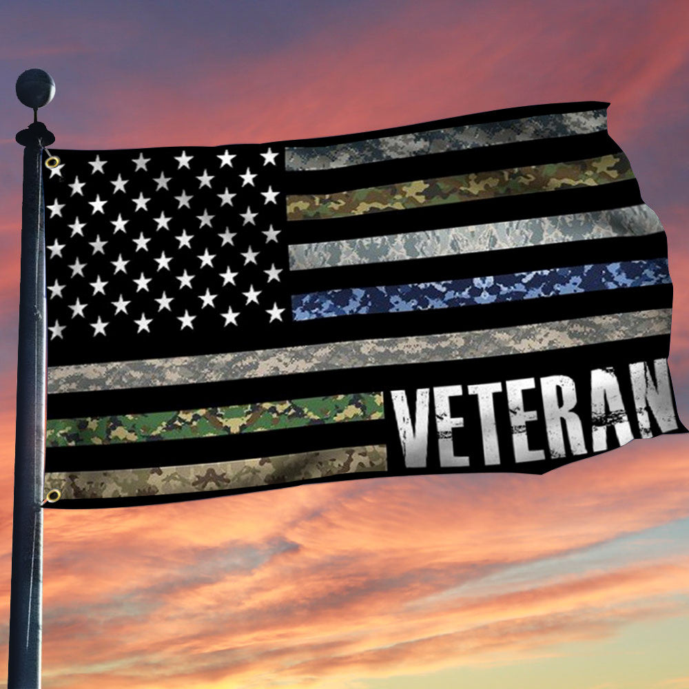 Veteran Camo American Flag Proud Honoring Veterans Flag Patriotic Decor
