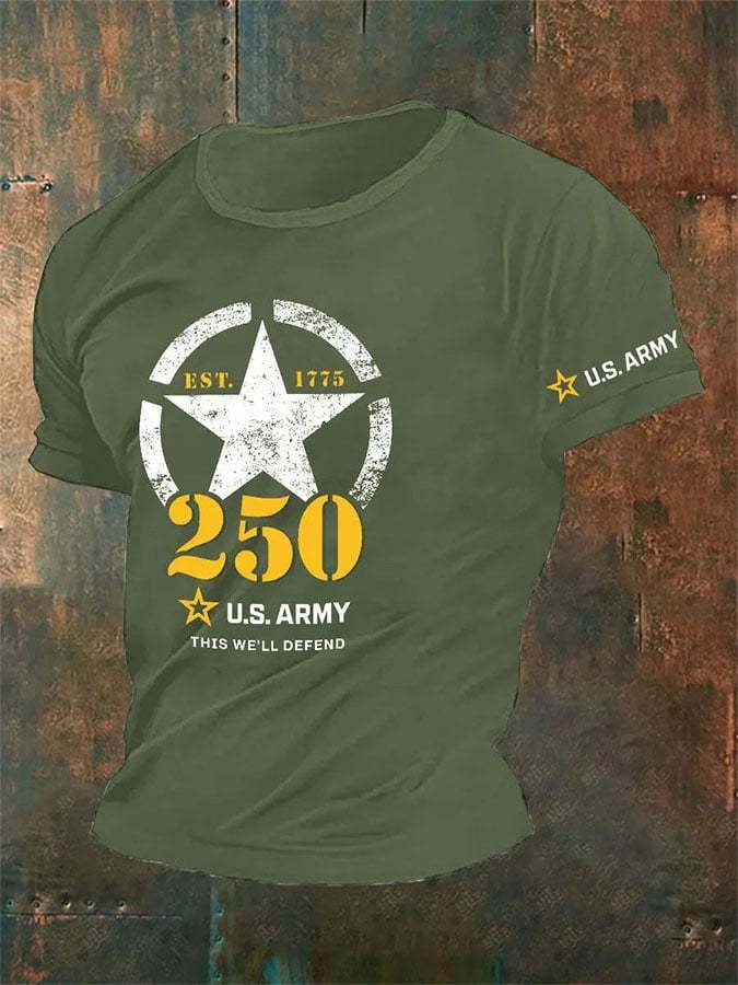 Vintage US Army 250th Anniversary This We'll Defend Est 1775 Print T-Shirt Gifts For Army - Liberish
