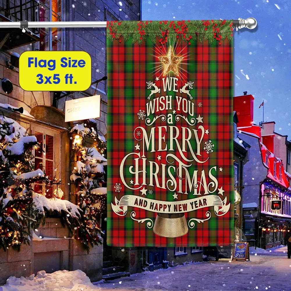 We Wish You A Merry Christmas And Happy New Year Flag - Liberish