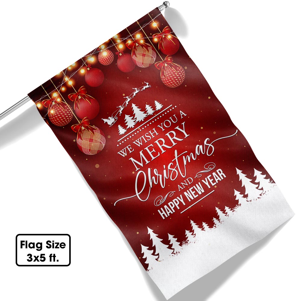 We Wish You A Merry Christmas And Happy New Year Flag Christmas 2025 - Liberish