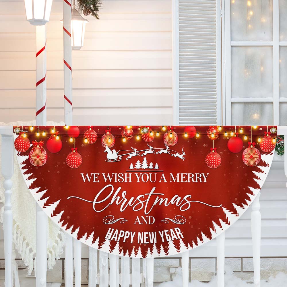 We Wish You A Merry Christmas And Happy New Year Non Pleated Fan Flag - Liberish