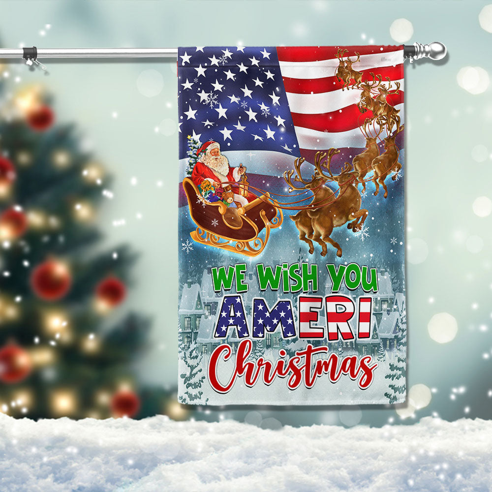 We Wish You Ameri Christmas American Christmas Flag - Liberish