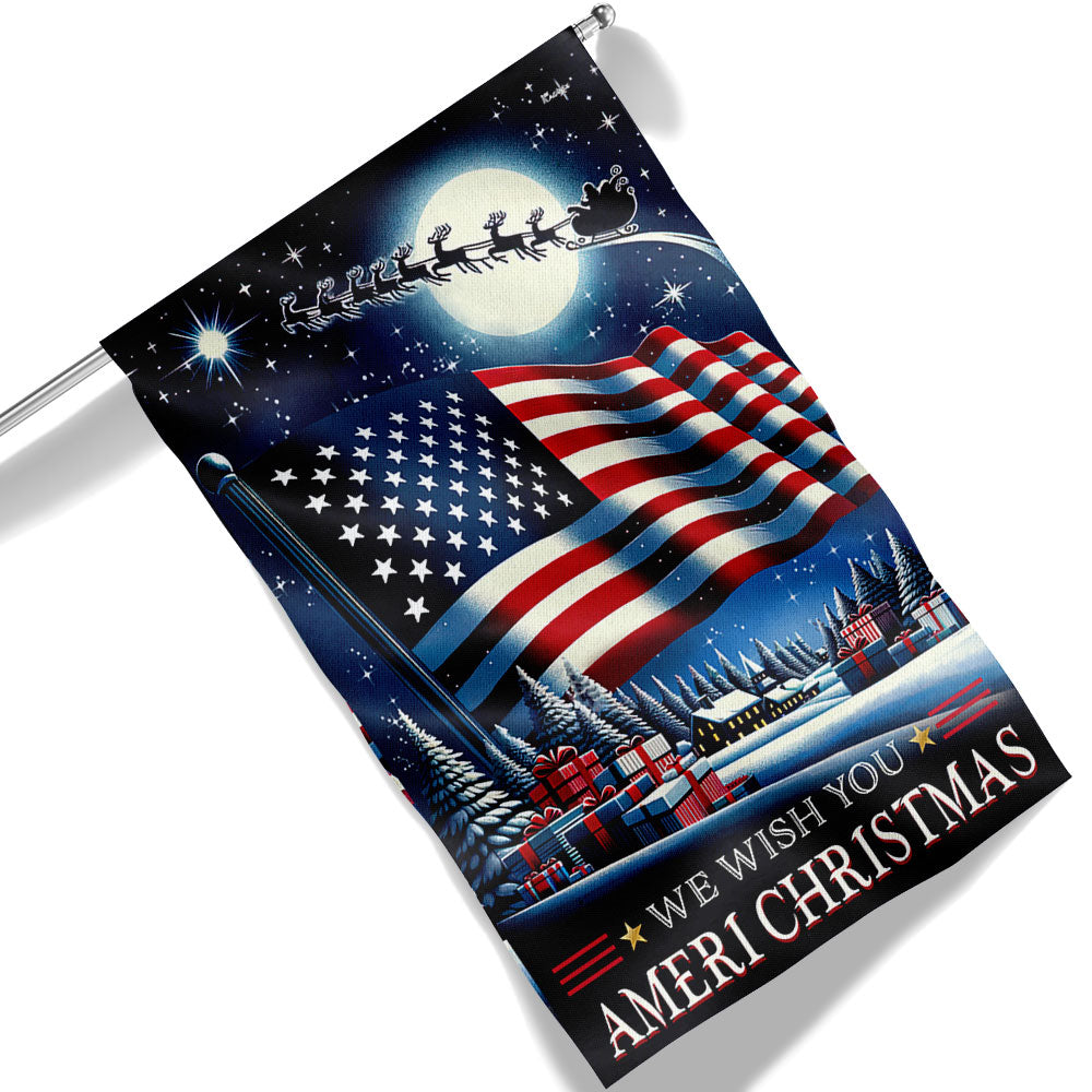 We Wish You Ameri Christmas Santa American Flag - Liberish
