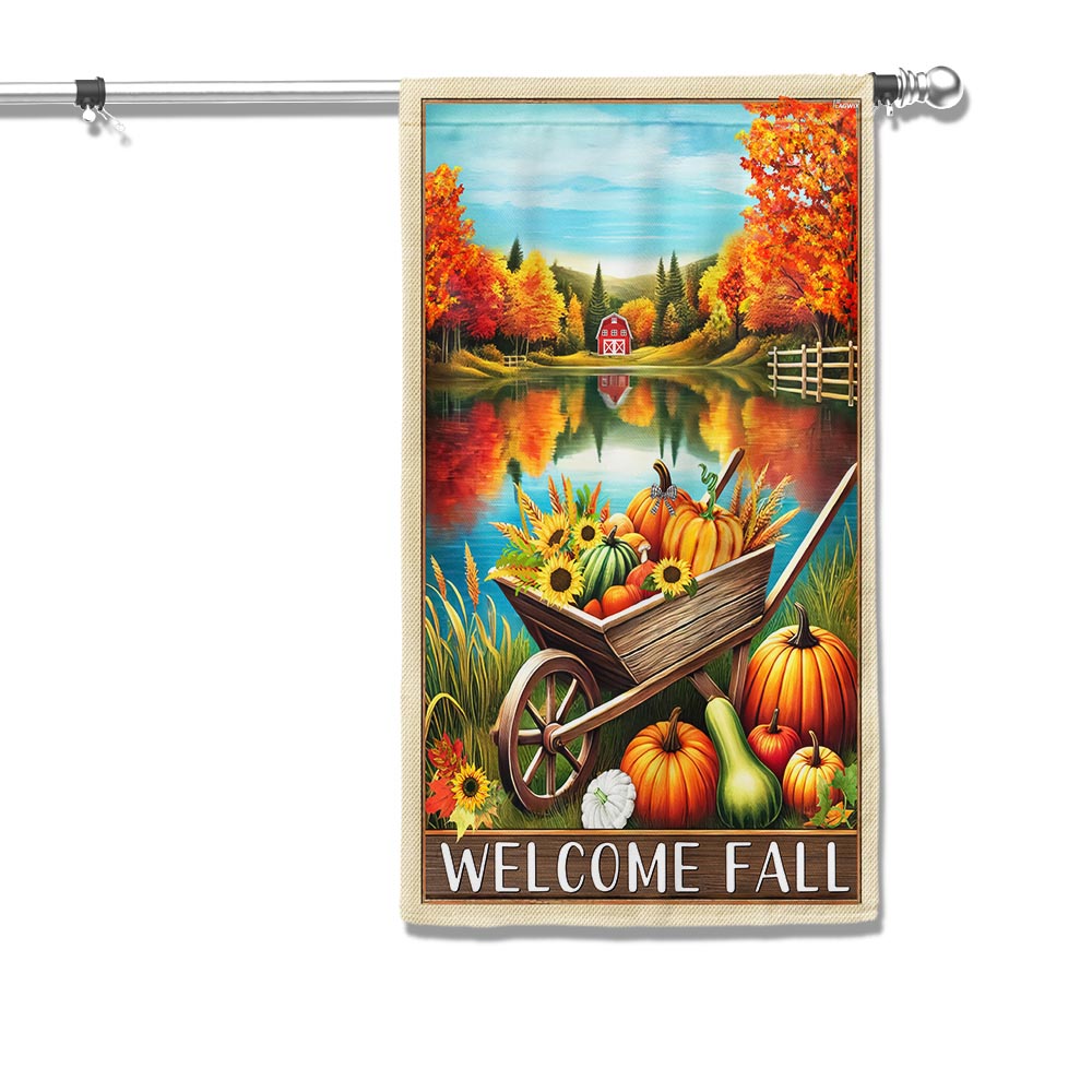Welcome Fall Flag Fall Pumpkins Harvest Flag - Liberish