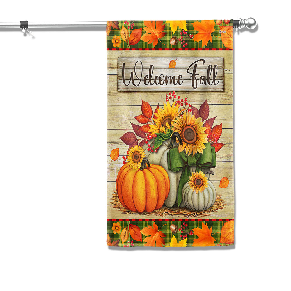 Welcome Fall Pumpkins Harvest Thanksgiving Flag - Liberish