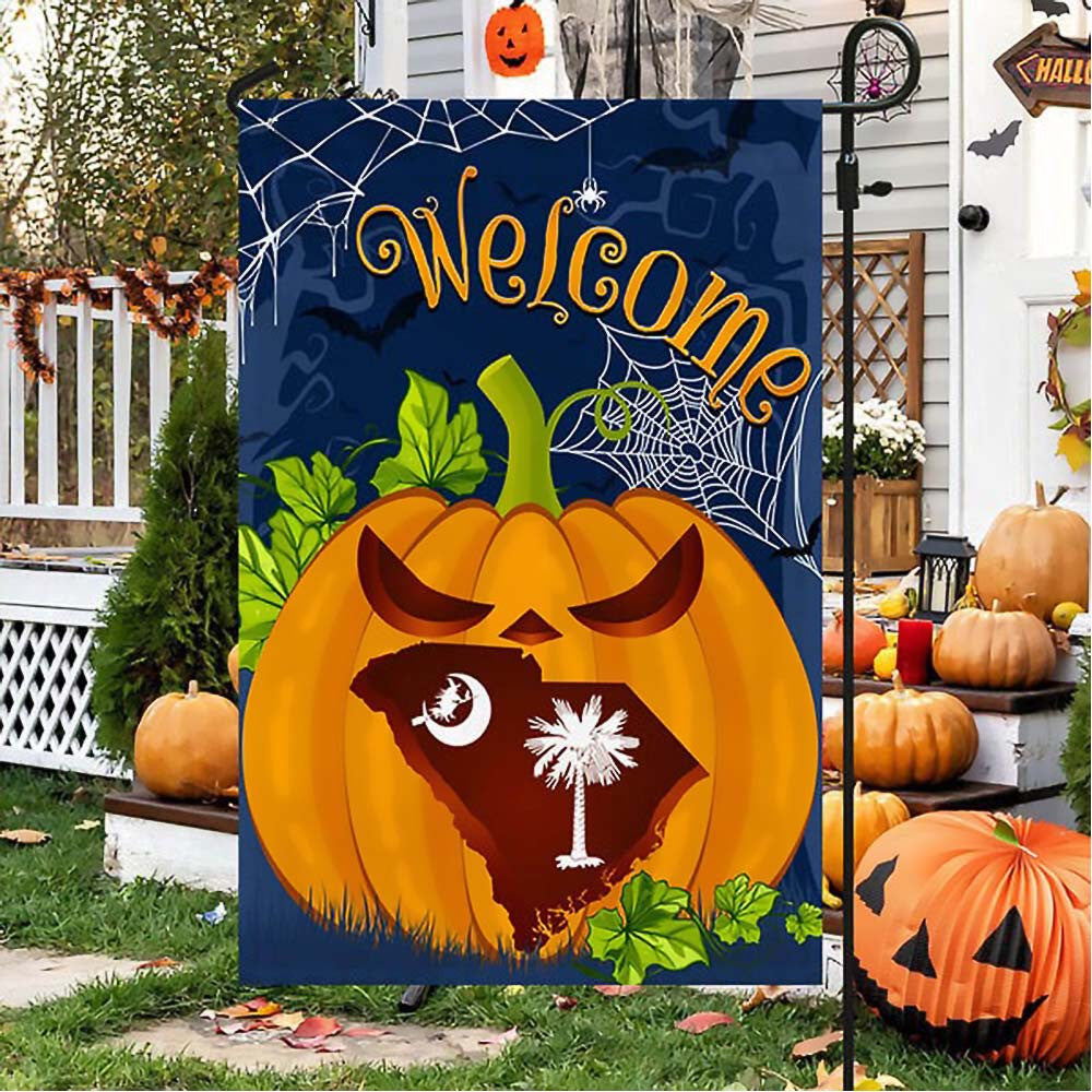 Welcome South Carolina Pumpkins Halloween Flag - Liberish