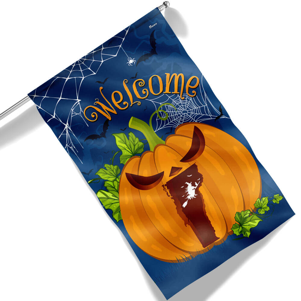 Welcome Vermont Pumpkins Halloween Fall Flag - Liberish