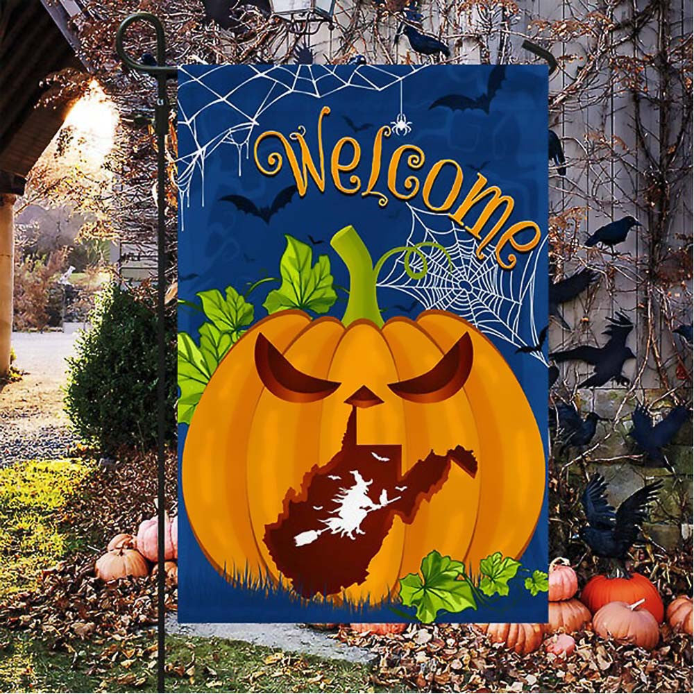 Welcome West Virginia Pumpkins Halloween Flag Best Gift For Friends and Family on Halloween Day - Liberish