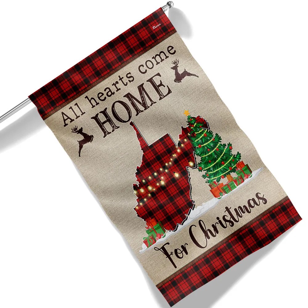 West Virginia Christmas Flag All Hearts Come Home For Christmas - Liberish