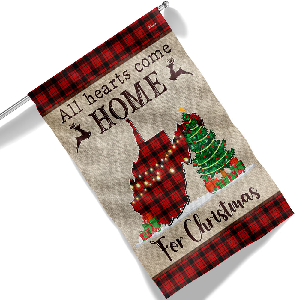 West Virginia Christmas Flag All Hearts Come Home For Christmas - Liberish