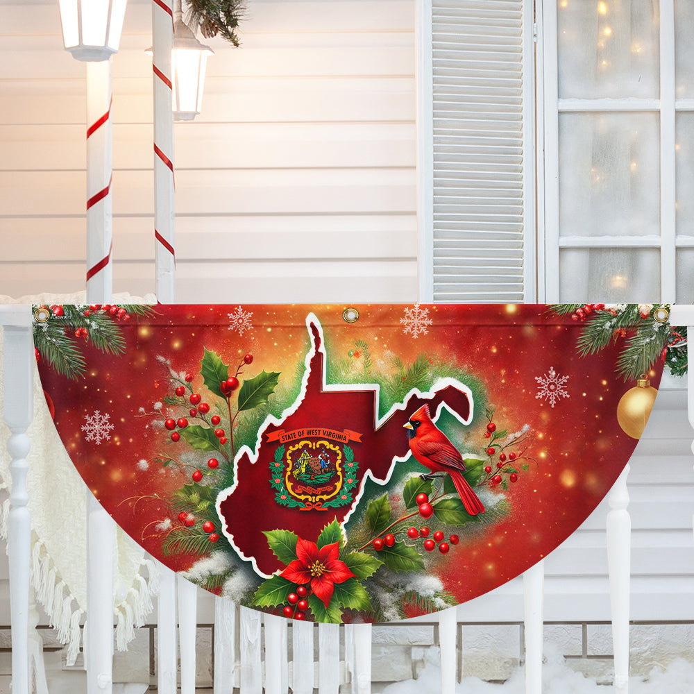 West Virginia Christmas Holidays Non Pleated Fan Flag - Liberish