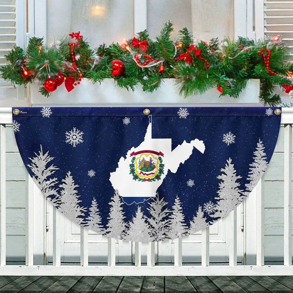 West Virginia Christmas Non Pleated Fan Flag - Liberish
