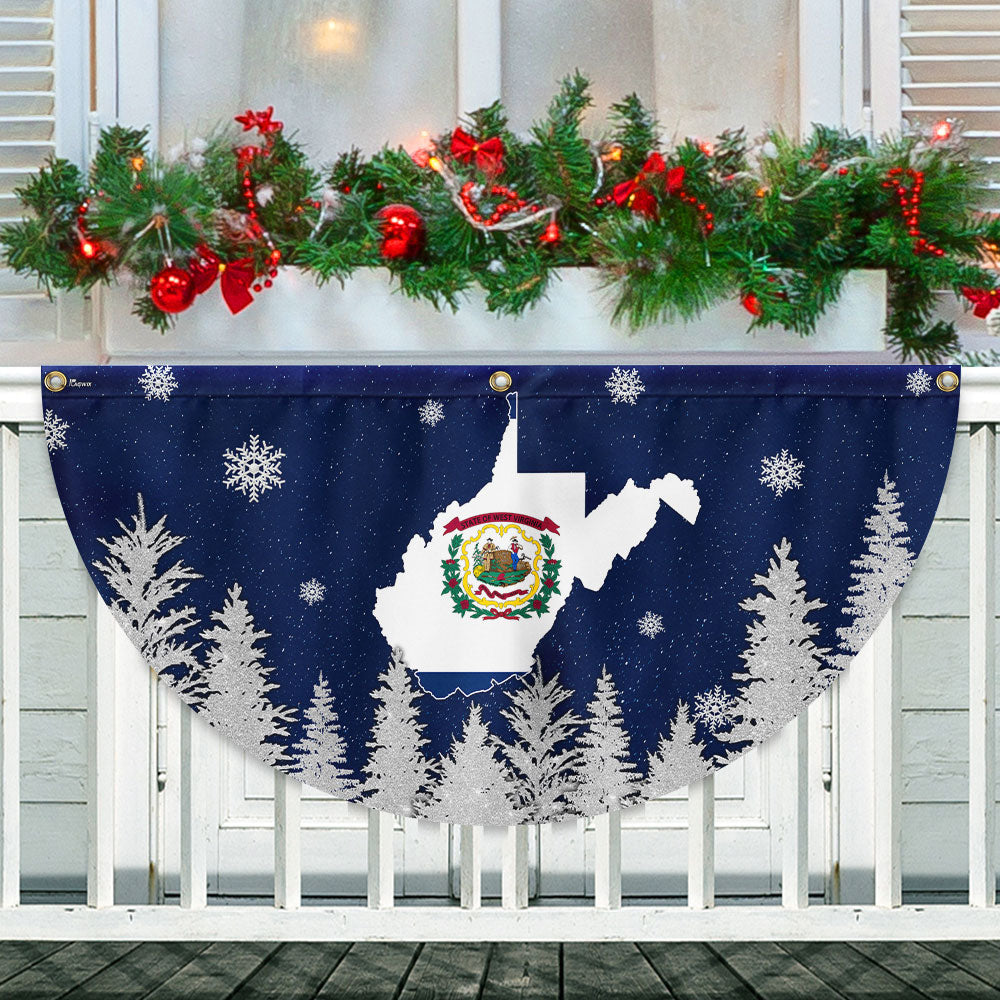 West Virginia Christmas Non Pleated Fan Flag - Liberish