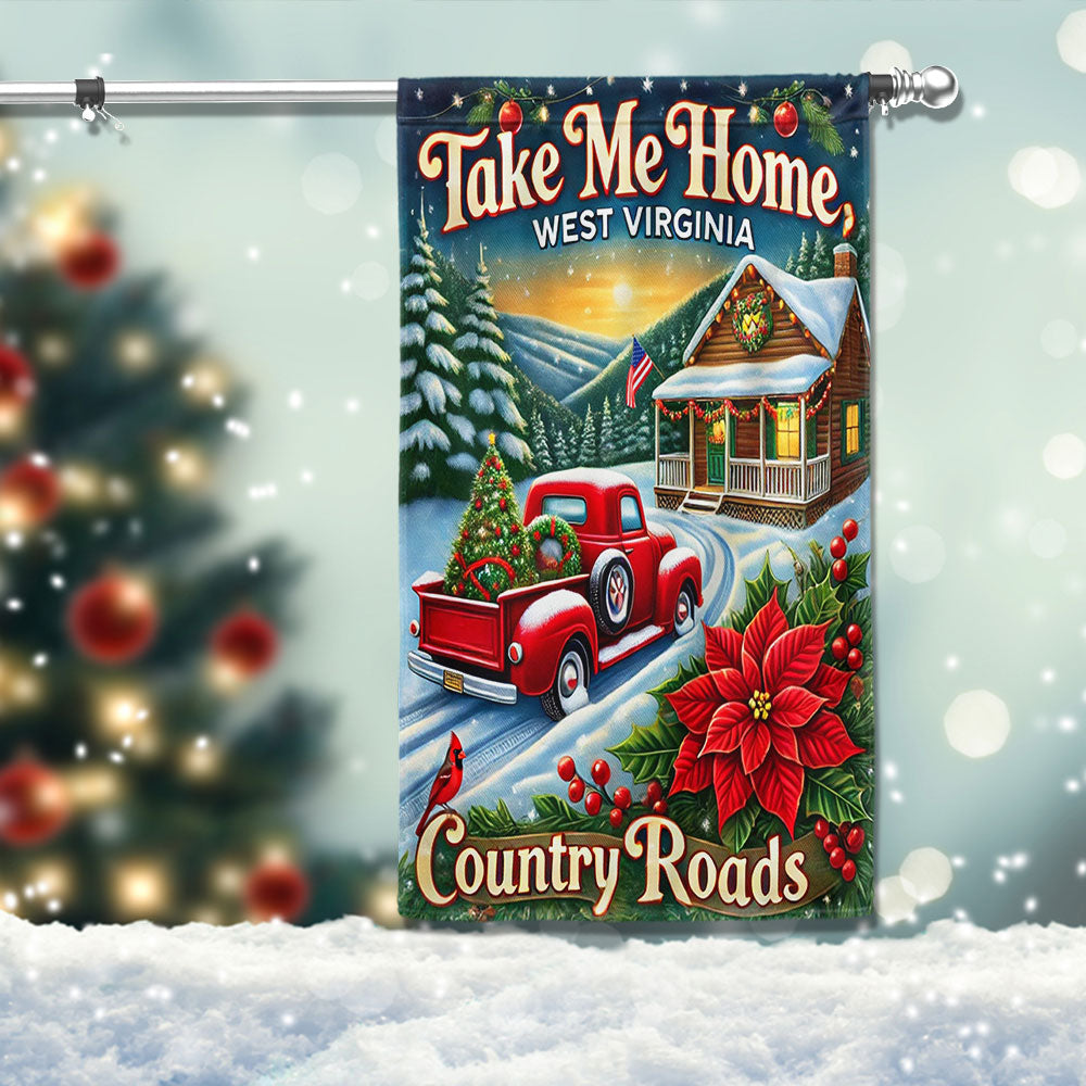 West Virginia Christmas Take Me Home Country Roads Flag - Liberish
