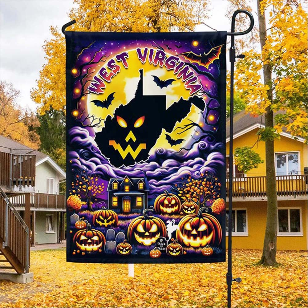 West Virginia Halloween Ghost Pumpkins Flag Best Gift For Adults on Halloween Day - Liberish