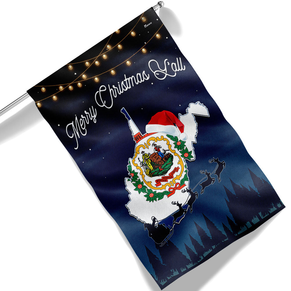 West Virginia State Merry Christmas Y All Flag - Liberish