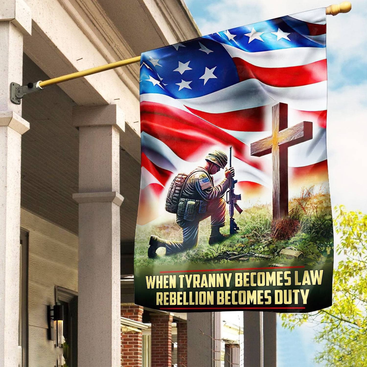 When Tyranny Becomes Law Rebellion Becomes Duty Flag US Veteran Flag - Liberish
