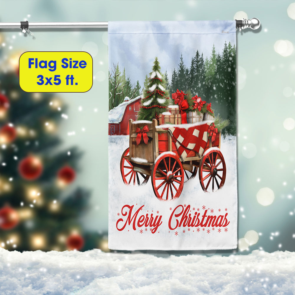 Winter Wagon Christmas Flag - Liberish