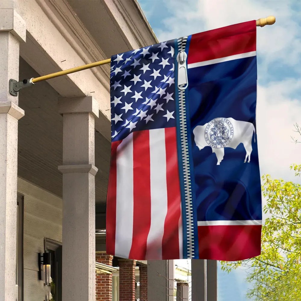 Wyoming American Flag Patriotic Flag Indoor Outdoor Decor Gifts For Wyoming Lovers - Liberish
