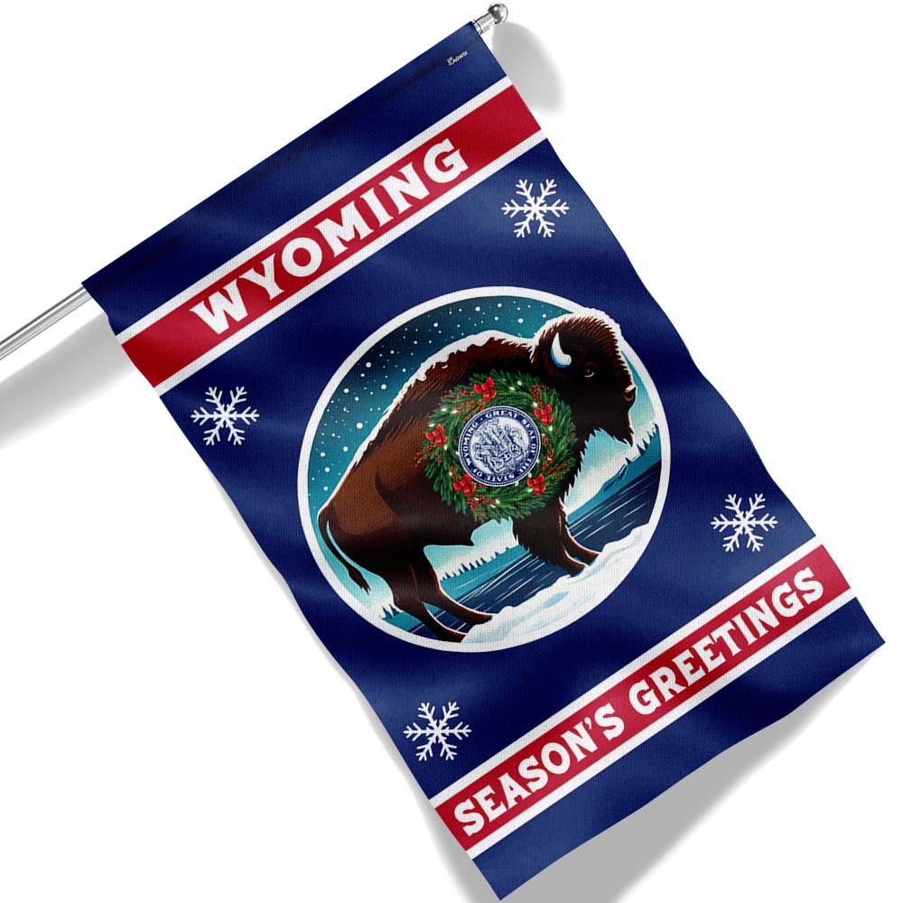 Wyoming Christmas Season S Greetings Flag - Liberish