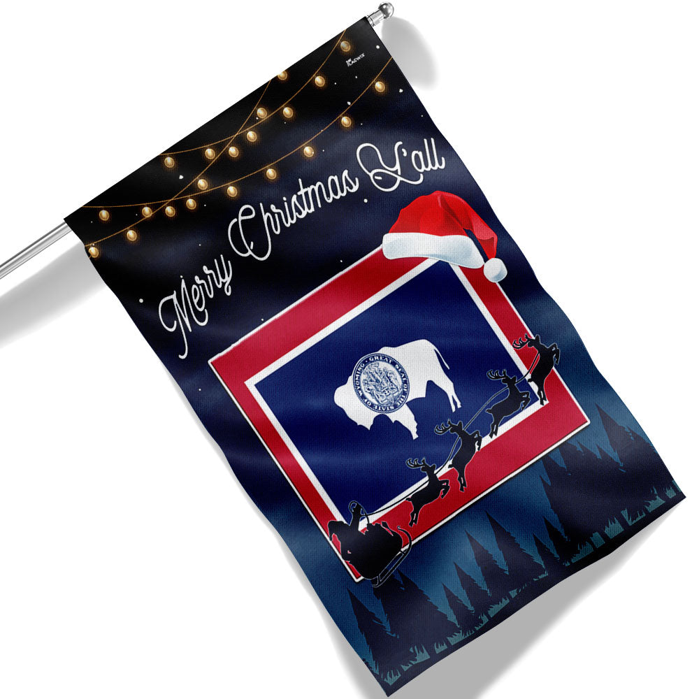 Wyoming State Merry Christmas Y All Flag - Liberish