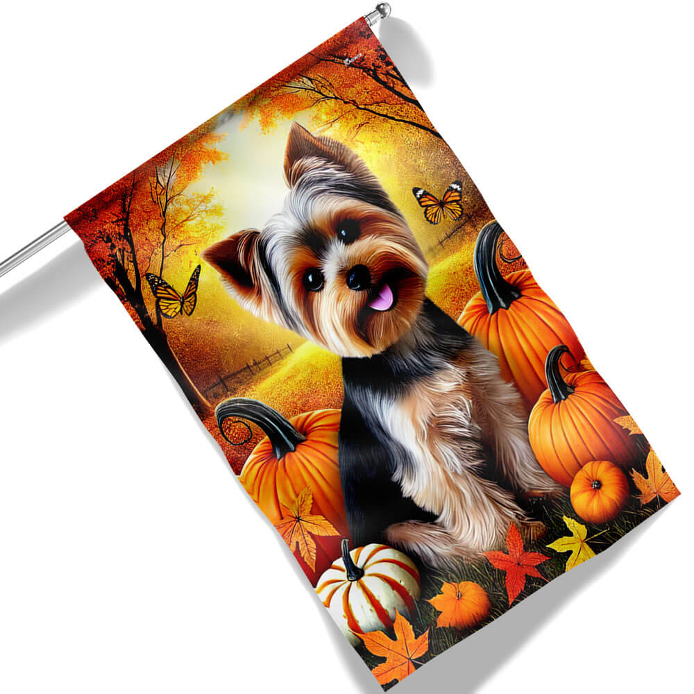 Yorkshire Terrier Welcome Fall Flag - Liberish