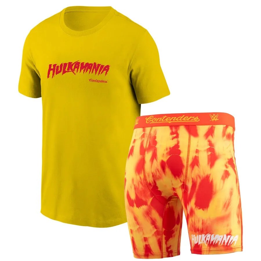 Youth Contenders Clothingyellowred Hulk Hogan Contenderoos T-shirt & Boxer Briefs Set Hero Forever Fan Gift - Liberish