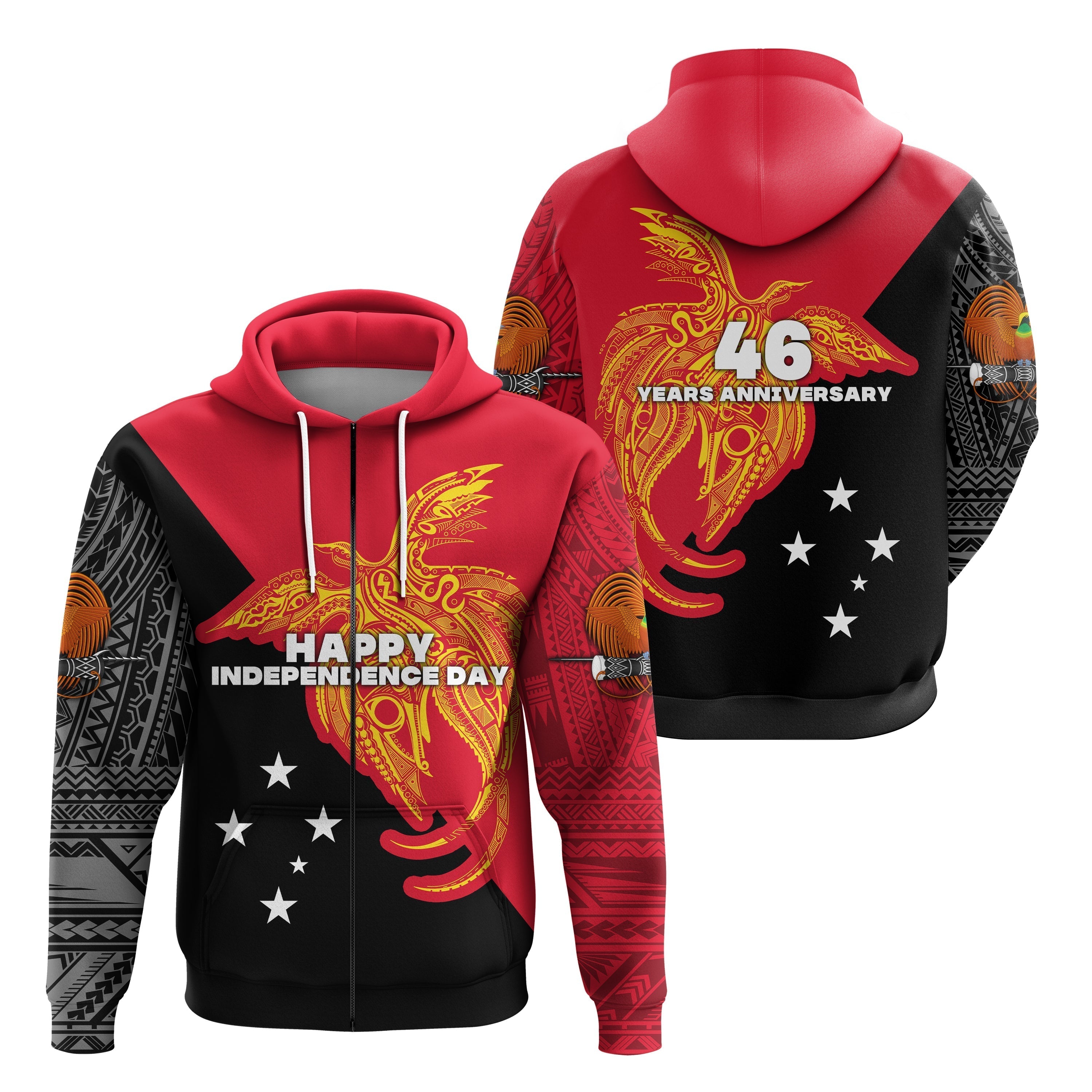 Papua New Guinea Zip Hoodie Independence Day Flag Style LT16