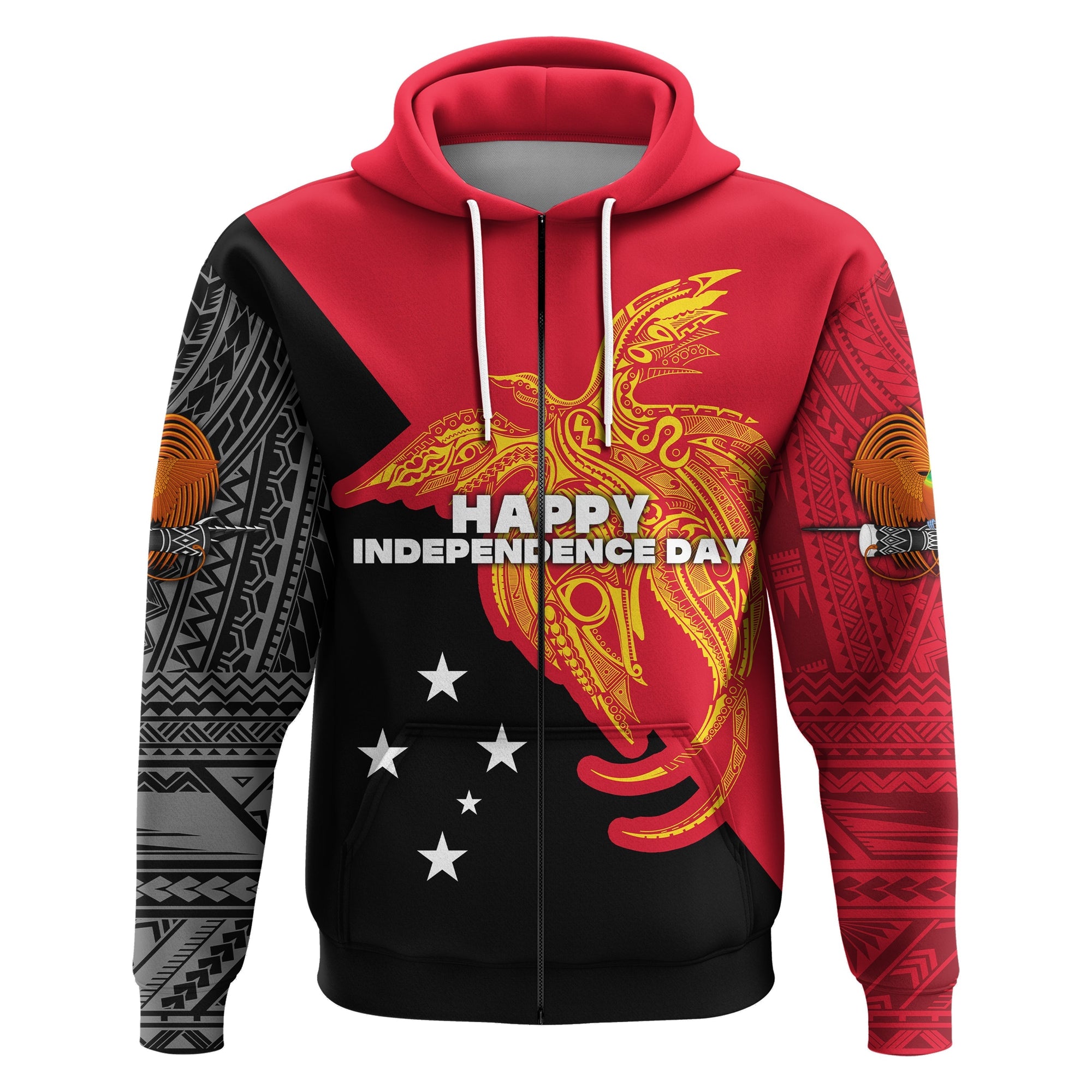 Papua New Guinea Zip Hoodie Independence Day Flag Style LT16