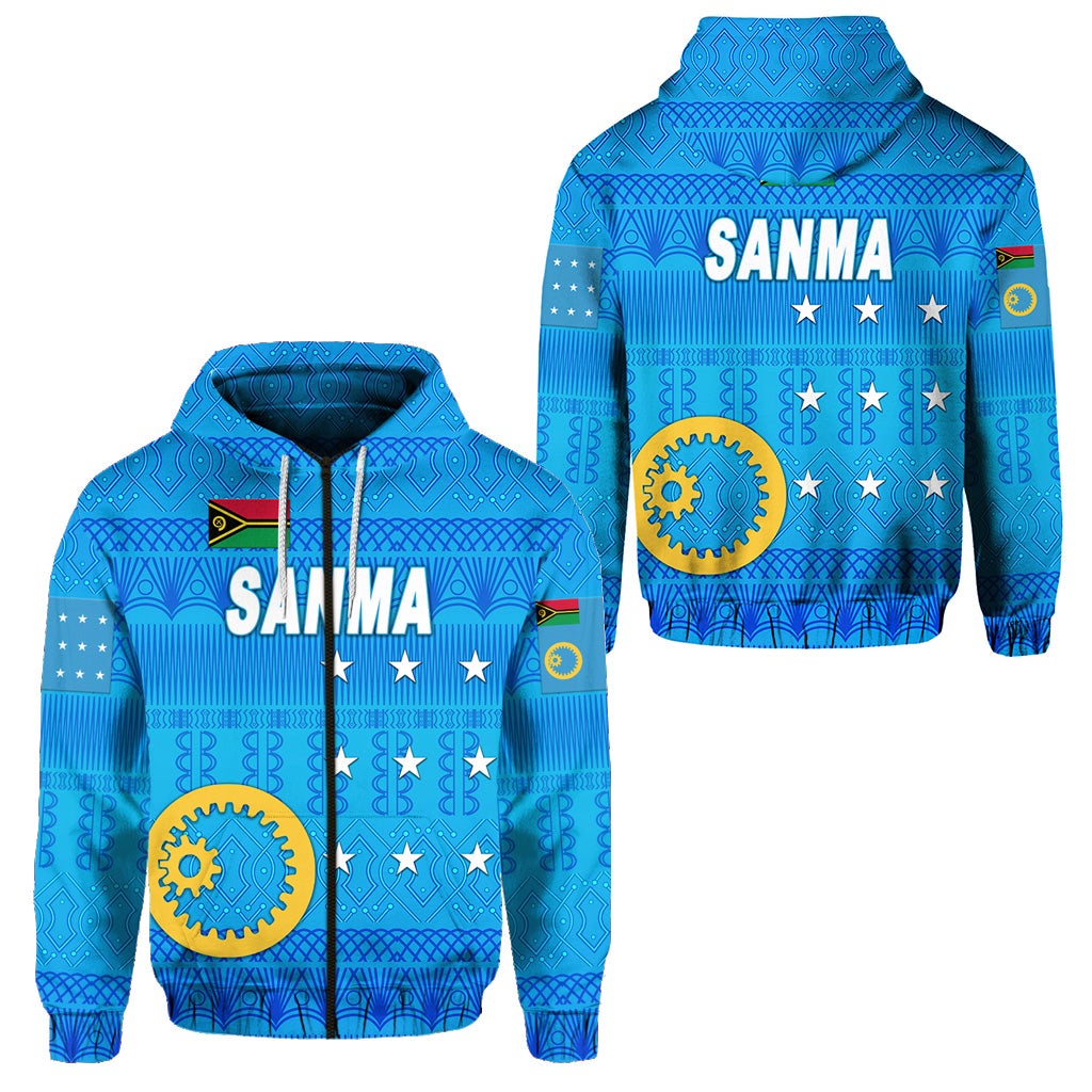 Sanma Province Zip Hoodie Vanuatu Pattern Traditional Style LT8