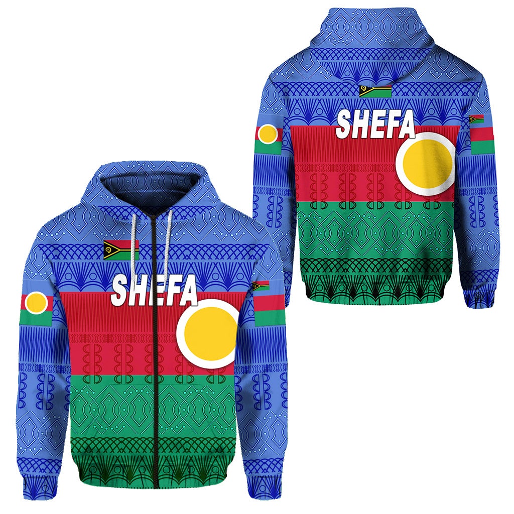 Shefa Province Zip Hoodie Vanuatu Pattern Traditional Style LT8