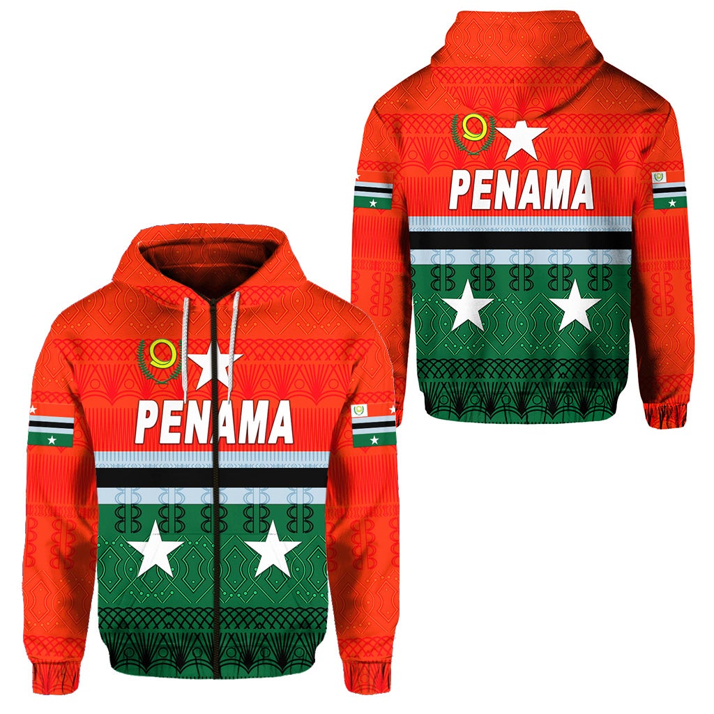 Penama Province Zip Hoodie Vanuatu Pattern Traditional Style LT8